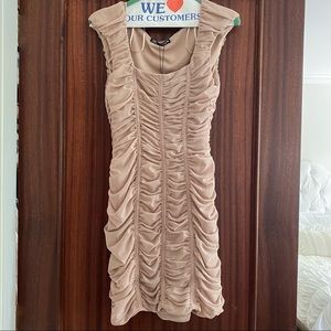 Zara beige scrunch dress